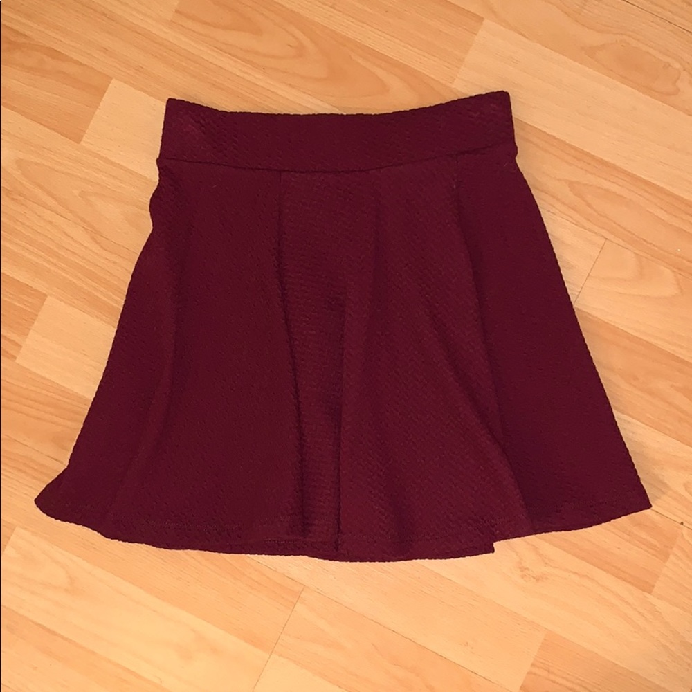 H&M burgundy skater skirt